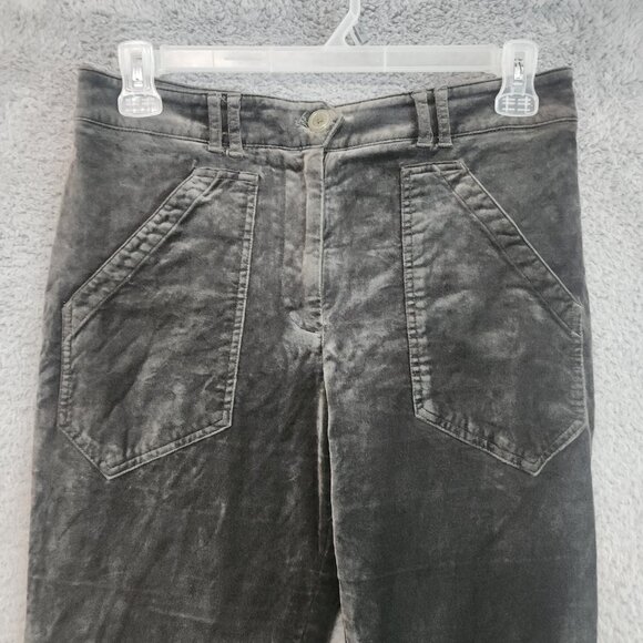 Maeve Anthropologie Womens Pants Size 8 Flare Green Pockets Cotton Blend Velvet - Picture 3 of 14